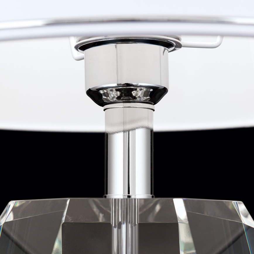 Lampe de table en cristal ALEXIS 1xE27/60W/230V blanc/chrome brillant/transparent