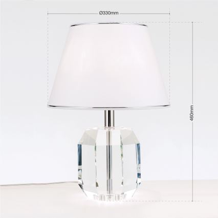 Lampe de table en cristal ALEXIS 1xE27/60W/230V blanc/chrome brillant/transparent