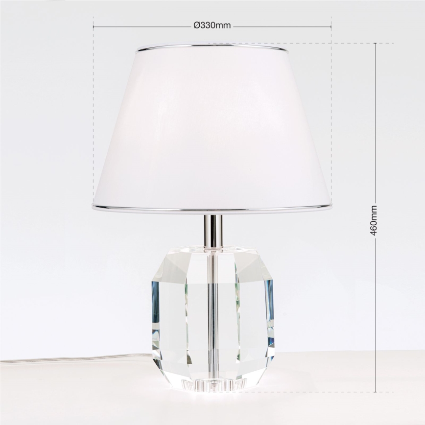 Lampe de table en cristal ALEXIS 1xE27/60W/230V blanc/chrome brillant/transparent