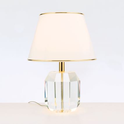 Lampe de table en cristal ALEXIS 1xE27/60W/230V crème/doré/transparent