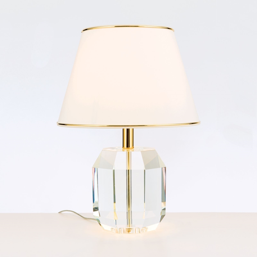 Lampe de table en cristal ALEXIS 1xE27/60W/230V crème/doré/transparent