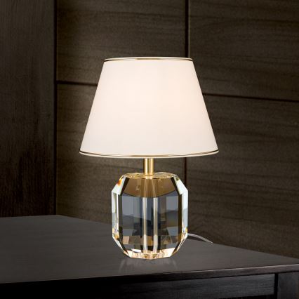Lampe de table en cristal ALEXIS 1xE27/60W/230V crème/doré/transparent