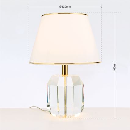 Lampe de table en cristal ALEXIS 1xE27/60W/230V crème/doré/transparent