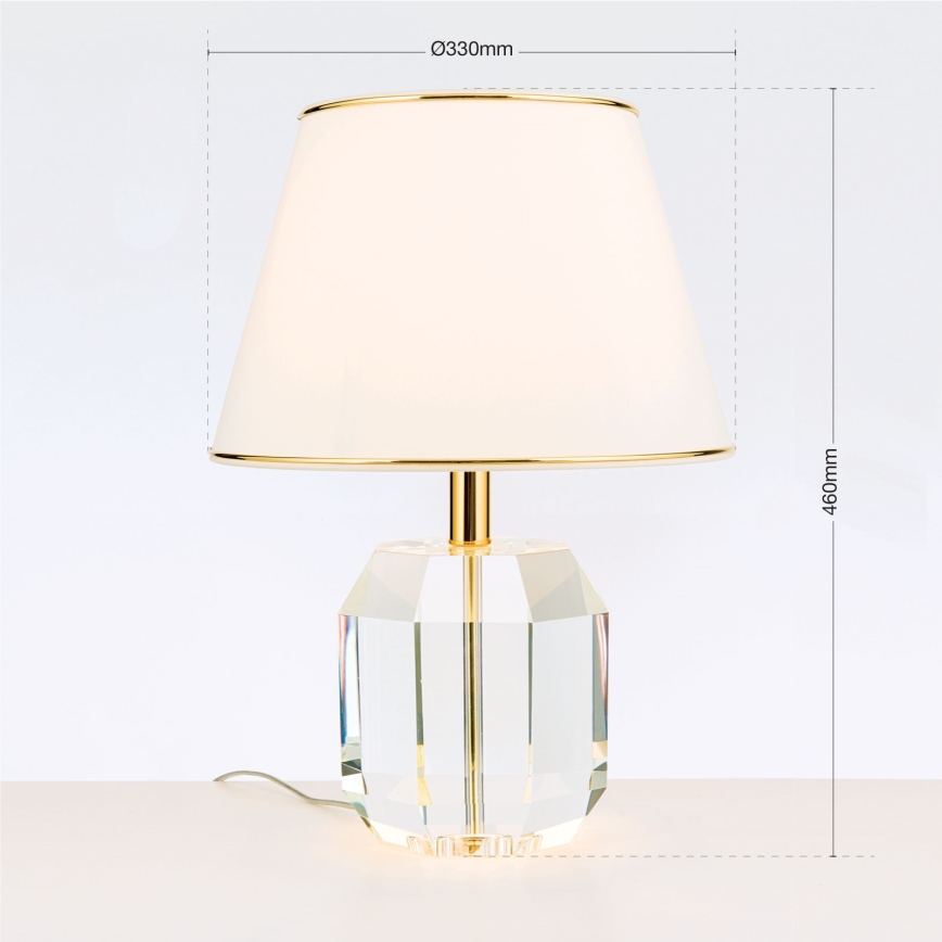 Lampe de table en cristal ALEXIS 1xE27/60W/230V crème/doré/transparent