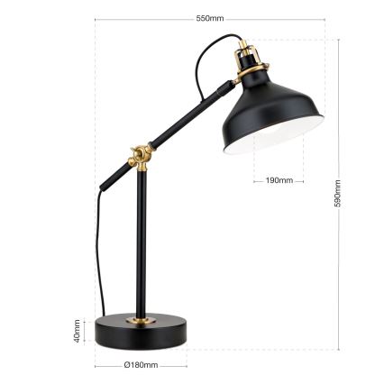 Lampe de table SCHILLER 1xE27/40W/230V noir/bronze