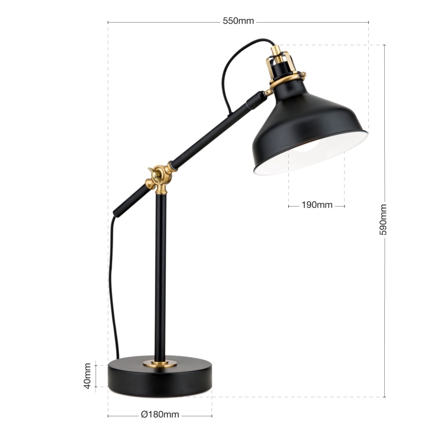 Lampe de table SCHILLER 1xE27/40W/230V noir/bronze