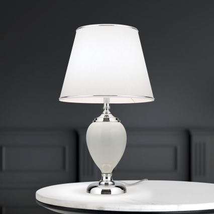 Lampe de table OVUM 1xE27/40W/230V 48 cm céramique blanc/chrome brillant