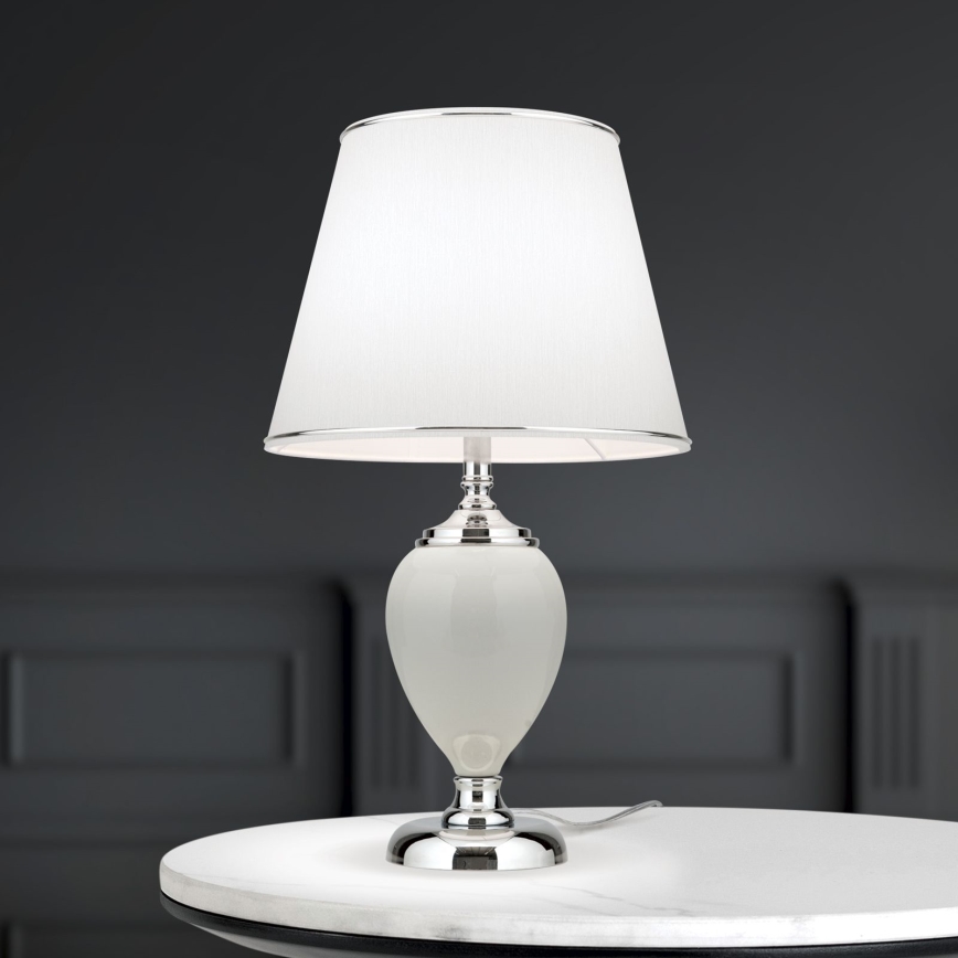 Lampe de table OVUM 1xE27/40W/230V 48 cm céramique blanc/chrome brillant