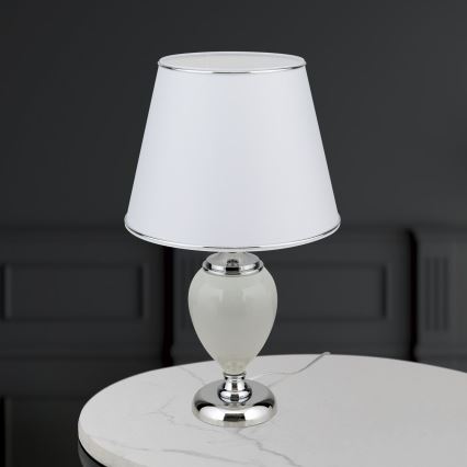 Lampe de table OVUM 1xE27/40W/230V 48 cm céramique blanc/chrome brillant