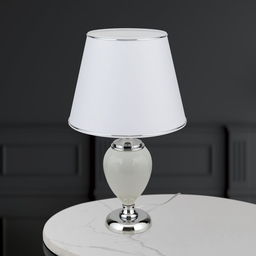 Lampe de table OVUM 1xE27/40W/230V 48 cm céramique blanc/chrome brillant
