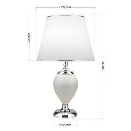 Lampe de table OVUM 1xE27/40W/230V 48 cm céramique blanc/chrome brillant
