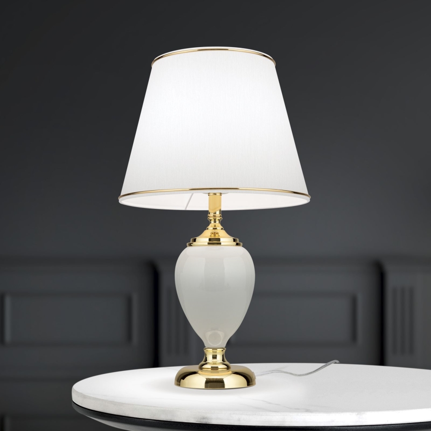 Lampe de table OVUM 1xE27/40W/230V 48 cm céramique blanc/doré