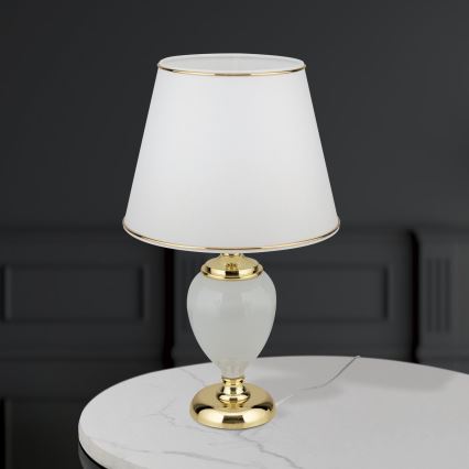 Lampe de table OVUM 1xE27/40W/230V 48 cm céramique blanc/doré