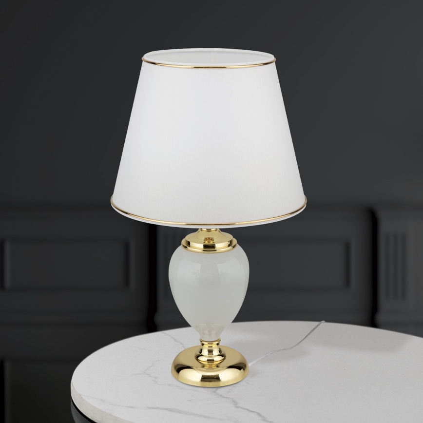 Lampe de table OVUM 1xE27/40W/230V 48 cm céramique blanc/doré
