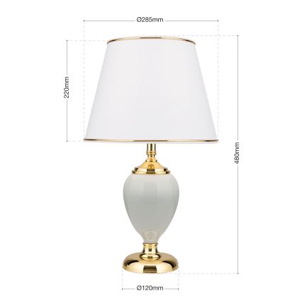 Lampe de table OVUM 1xE27/40W/230V 48 cm céramique blanc/doré