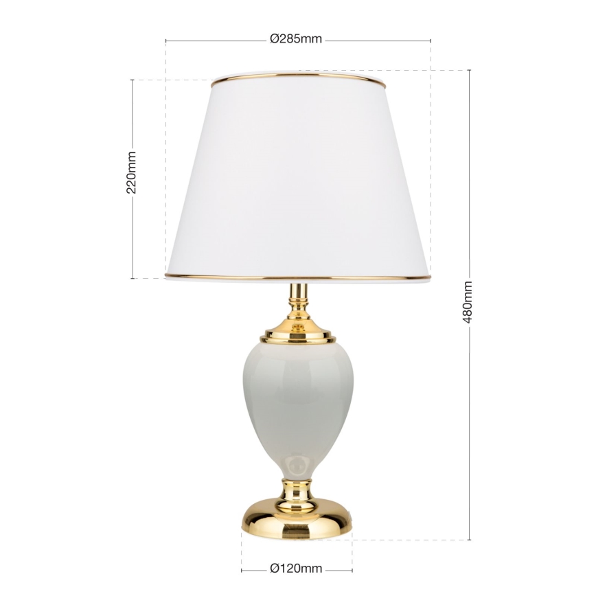 Lampe de table OVUM 1xE27/40W/230V 48 cm céramique blanc/doré