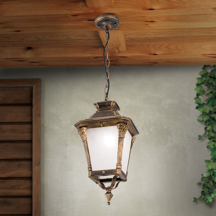 Lampada a sospensione da esterno AIKO 1x E27/60W/230V IP23 bronzo/patina
