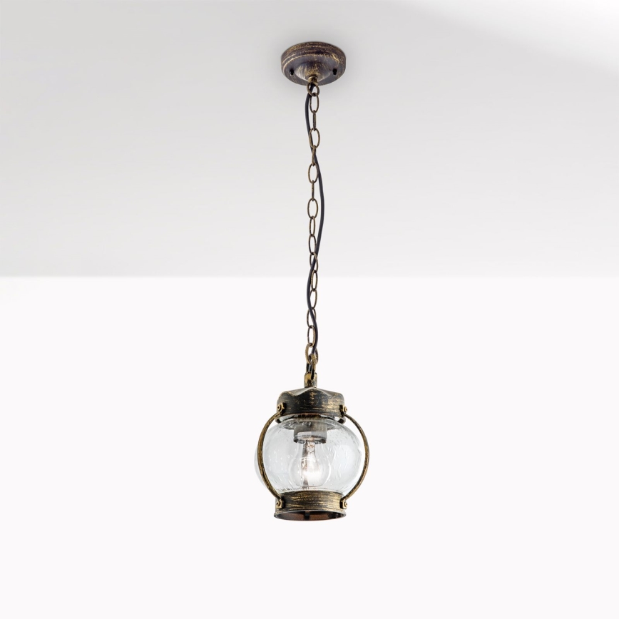 Lampada a sospensione da esterno TAVERNA 1xE27/60W/230V IP23 bronzo/patina