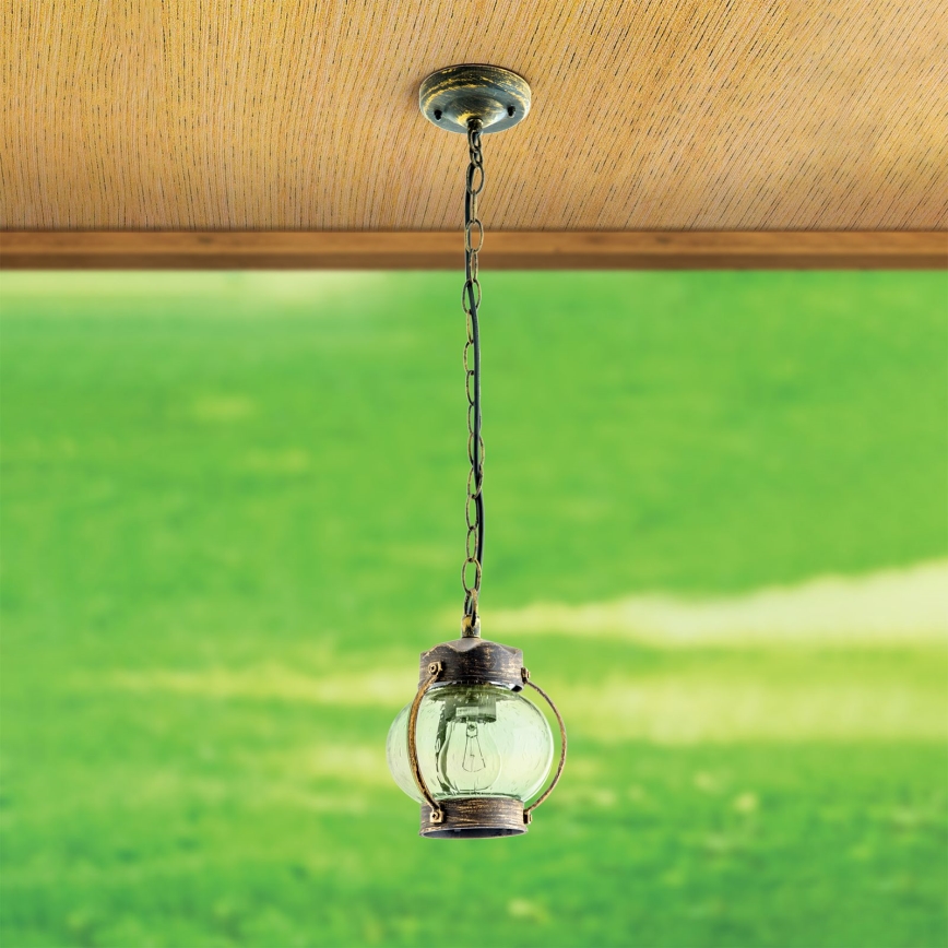 Lampada a sospensione da esterno TAVERNA 1xE27/60W/230V IP23 bronzo/patina