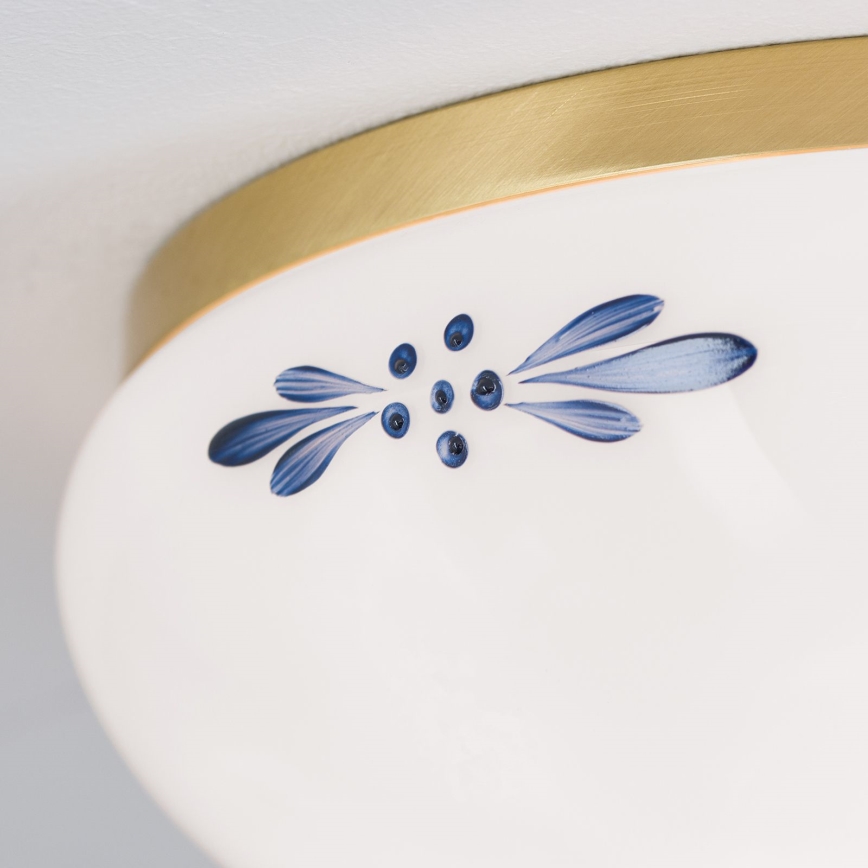 Lampada da soffitto LANDHAUS 1xE27/60W/230V diam. 21 cm ottone/bianco/blu