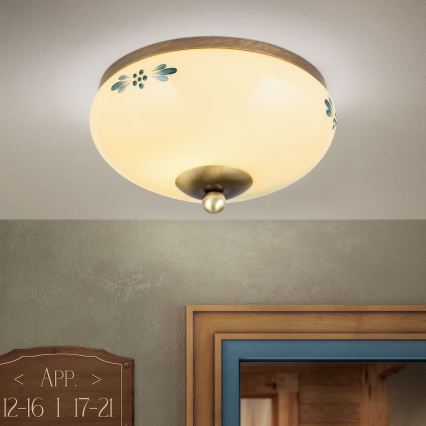 Lampada da soffitto LANDHAUS 1xE27/60W/230V Ø 21 cm bronzo/beige/blu