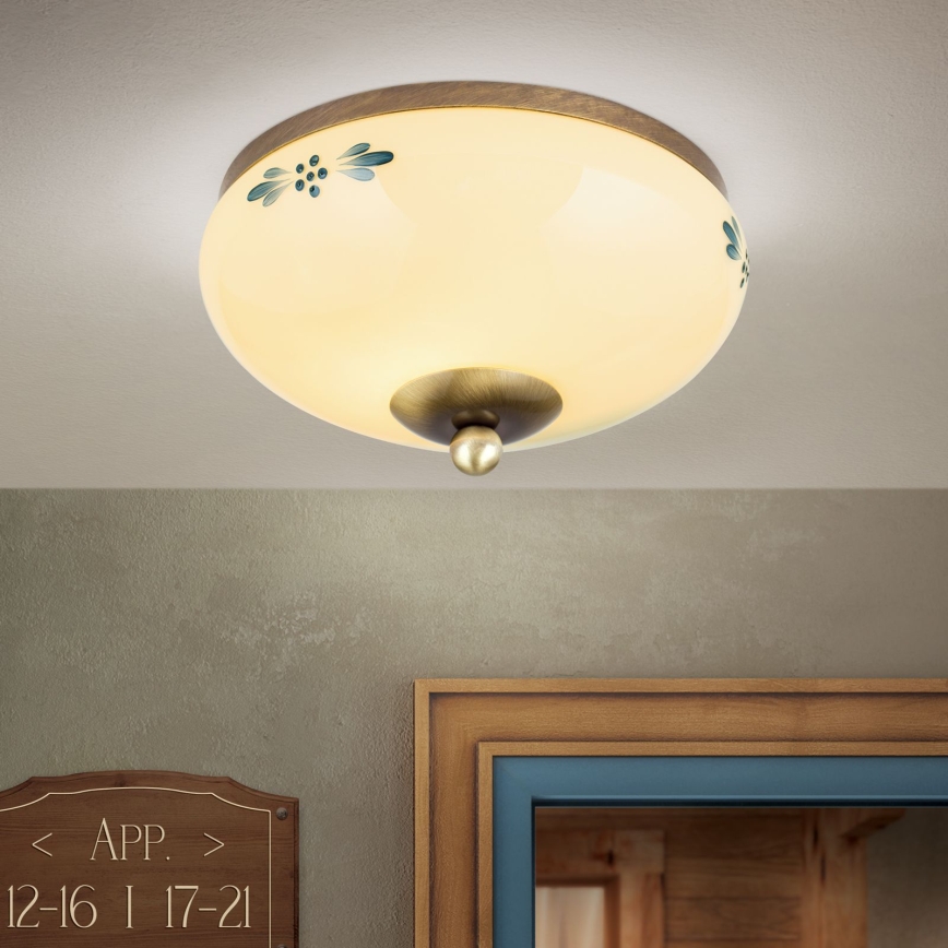 Lampada da soffitto LANDHAUS 1xE27/60W/230V Ø 21 cm bronzo/beige/blu