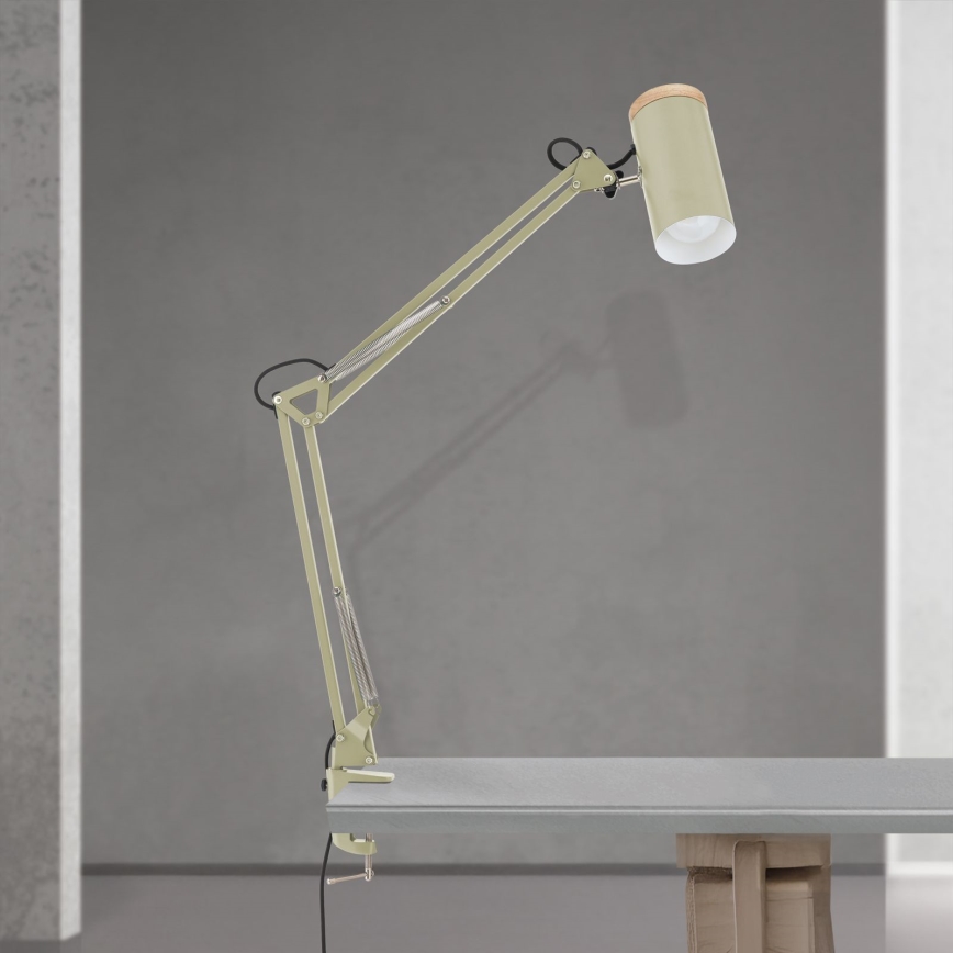 Lampada da tavolo con clip GILI 1xE27/40W/230V verde