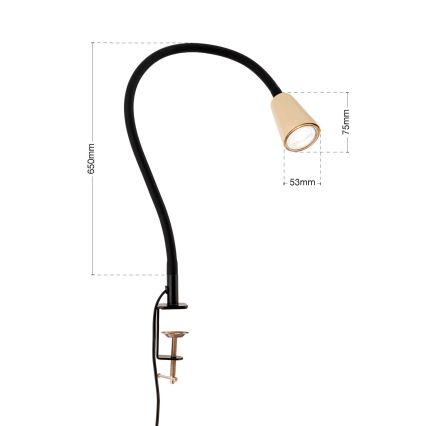 Lampada da tavolo flessibile con clip DOTTY 1xGU10/10W/230V beige/nero