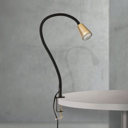 Lampada da tavolo flessibile con morsetto DOTTY 1xGU10/10W/230V ottone/nero