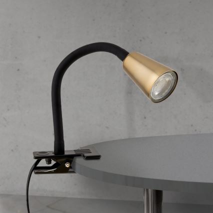 Lampada da tavolo flessibile con morsetto DOTTY 1xGU10/10W/230V ottone/nero