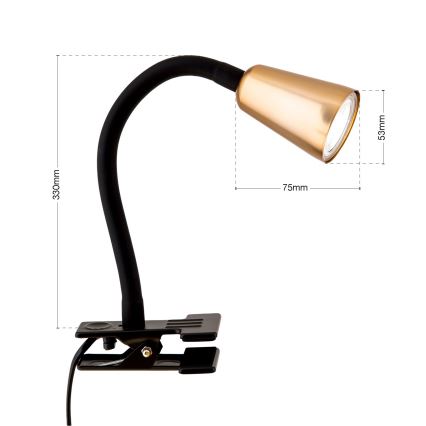 Lampada da tavolo flessibile con morsetto DOTTY 1xGU10/10W/230V ottone/nero