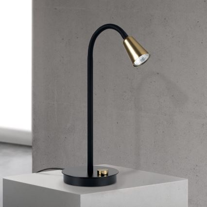 Lampada da tavolo dimmerabile e flessibile DOTTY 1xGU10/10W/230V nero/ottone
