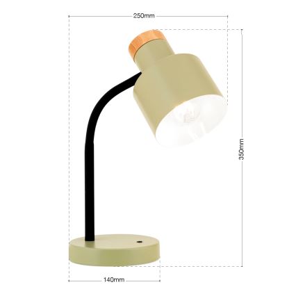 Lampada da tavolo GILI 1xE27/40W/230V verde