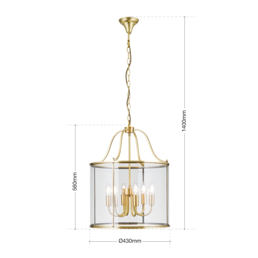 Lampadario a catena BRUNO 6xE14/40W/230V pr. 43 cm dorato
