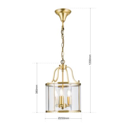 Lampadario a catena BRUNO 3xE14/40W/230V, diametro 25 cm, finitura dorata