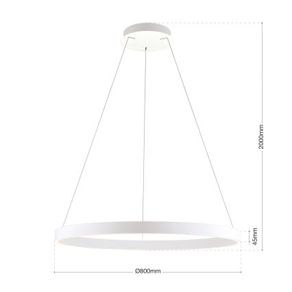Lampadario dimmerabile a cavo KOLK LED/80W/230V 2700/3000/4000K Ø 80 cm bianco