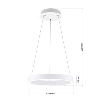 Lampadario LED dimmerabile a sospensione su cavo KOLK LED/40W/230V 2700/3000/4000K Ø 40 cm bianco