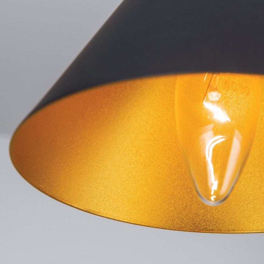 Lampadario sospeso con cavo GUNDA 1xE14/40W/230V Ø 16,5 cm nero/oro
