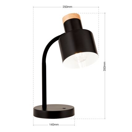 Lampe de table GILI 1xE27/40W/230V noire