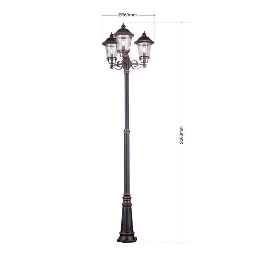 Lampe extérieur KENZO 3xE27/100W/230V IP44 bronze/patine