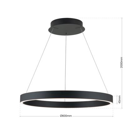 LED-dimmbare Pendelleuchte an Seil KOLK LED/60W/230V 2700/3000/4000K Ø 60 cm schwarz