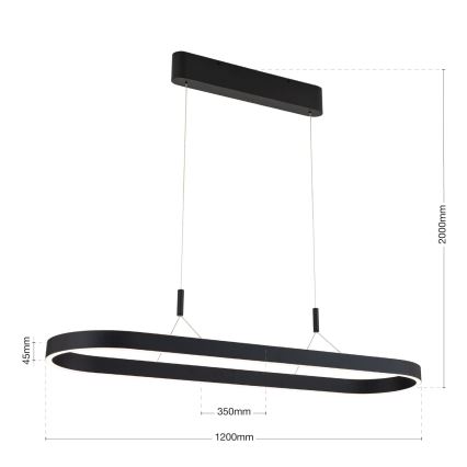 LED-Pendelleuchte an Kabel CARRARA LED/80W/230V 2700/3000/4000K schwarz
