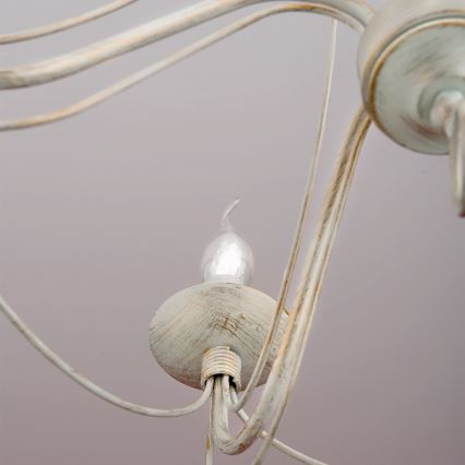 Lampadario a sospensione con catena VELA 5xE14/40W/230V diametro 60 cm bianco/oro/patina