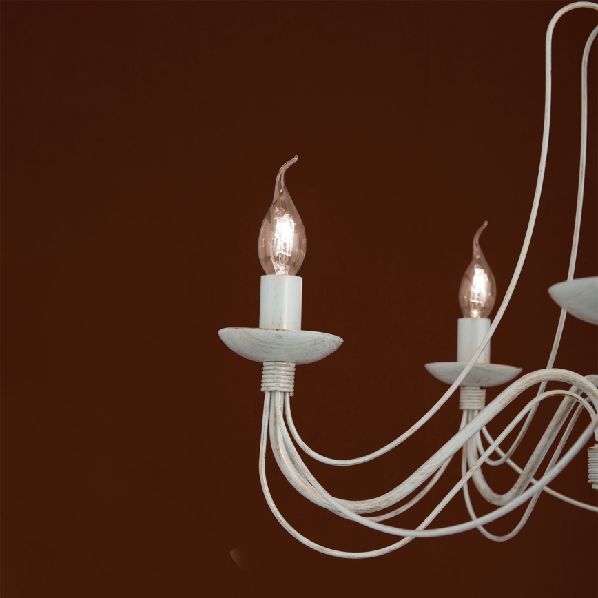 Lampadario a sospensione con catena VELA 5xE14/40W/230V diametro 60 cm bianco/oro/patina