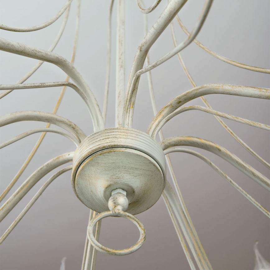 Lampadario a sospensione con catena VELA 8xE14/40W/230V diametro 80 cm bianco/oro/patina