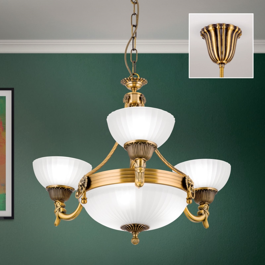 Kronleuchter an Kette ROCCA 6xE27/60W/230V d 64 cm bronzen/weiß