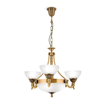 Lampadario a sospensione con catena ROCCA 6xE27/60W/230V diametro 64 cm bronzo/bianco