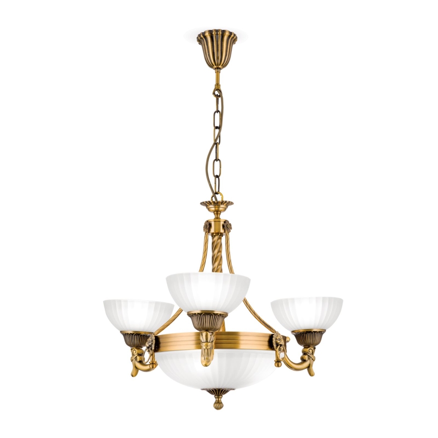 Lampadario a sospensione con catena ROCCA 6xE27/60W/230V diametro 64 cm bronzo/bianco