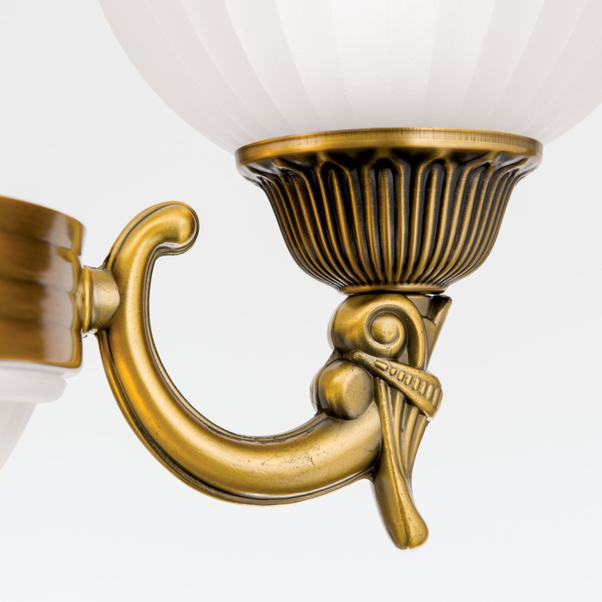 Lampadario a sospensione con catena ROCCA 6xE27/60W/230V diametro 64 cm bronzo/bianco