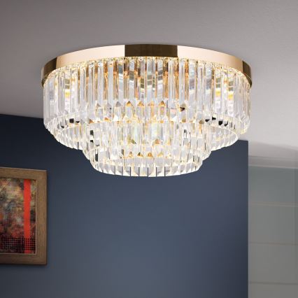 Plafonnier en cristal à LED dimmable PRISM LED/80W/230V Ø 55 cm or 24 carats